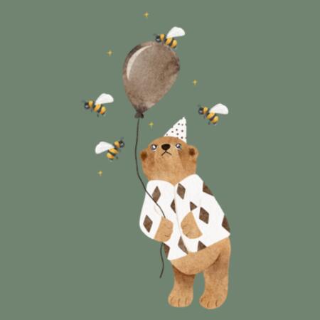 Baby | Short-Sleeve Bodysuit | Balloon Bear Adventure Design