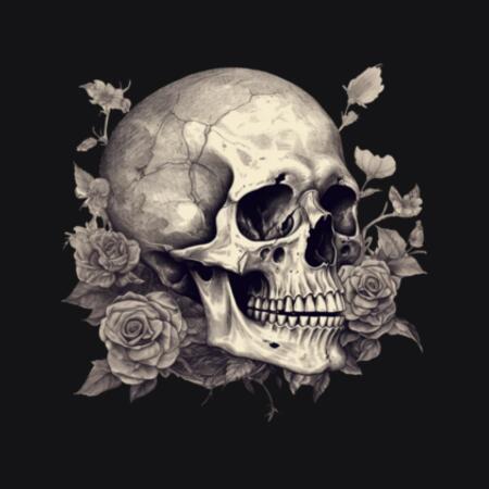 Women | Crop Tee | Skull & Roses Design