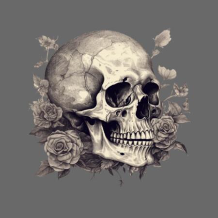 Women | Oversized Tee | Skull & Roses Design