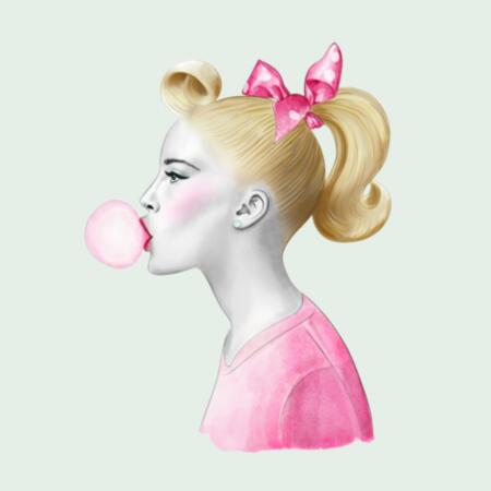 Women | Crop Tee | Fifties Bubblegum Girl Design
