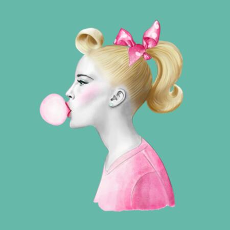 Women | Oversized Tee | Fifties Bubblegum Girl Design