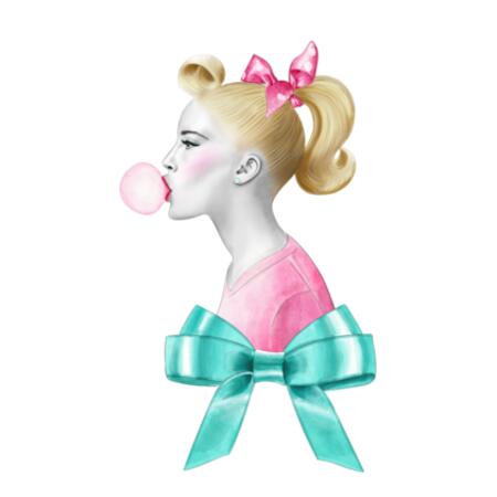 Women | Essential Tee | Fifties Bubblegum Girl Design