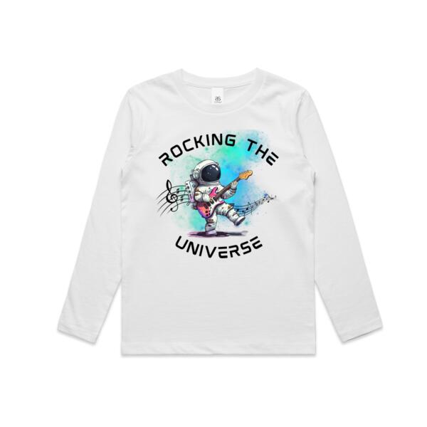 Kids | Long-Sleeve Tee | Rocking the Universe (black writing) Thumbnail