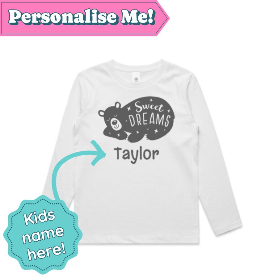 Kids (bedtime) | Long-Sleeve Tee | Sweet Dreams Bear Thumbnail