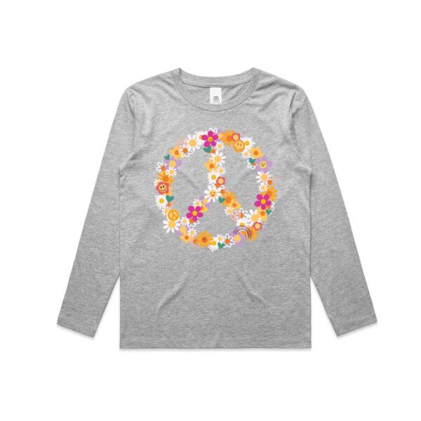 Kids | Long-Sleeve Tee | Flower Power Peace Thumbnail